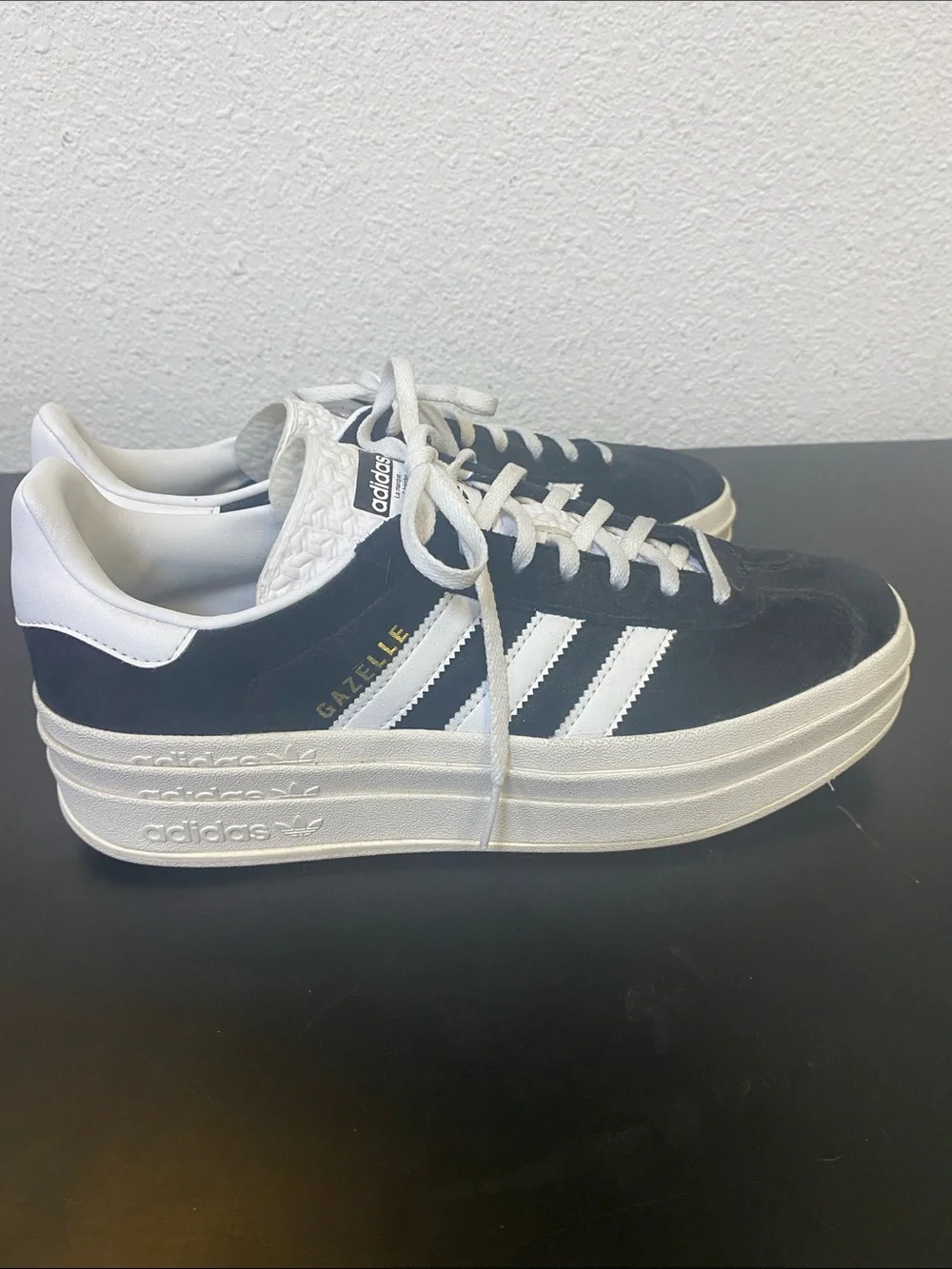 adidas Black and White platform Suede Low-Top Sneakers